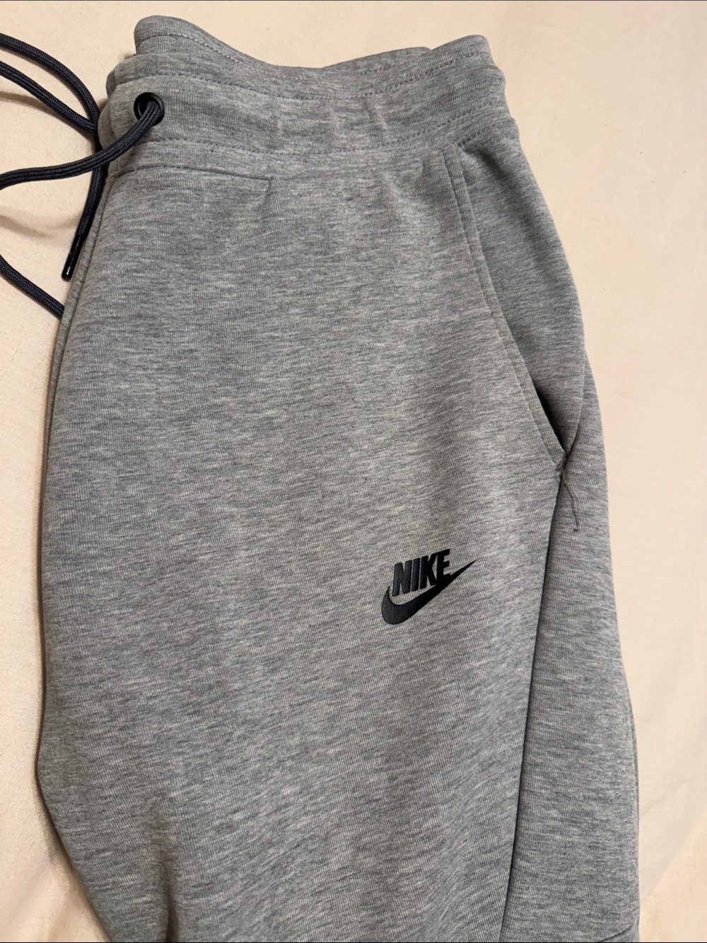 Nike Tech Heather Gray Jogger Sweatpants with Black Swoosh